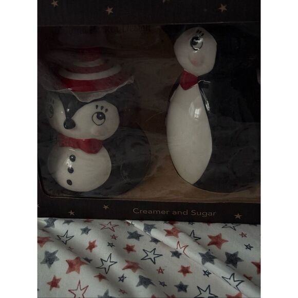 Johanna Parker Christmas Holiday Penguin Sugar And Creamer Set - Picture 1 of 4